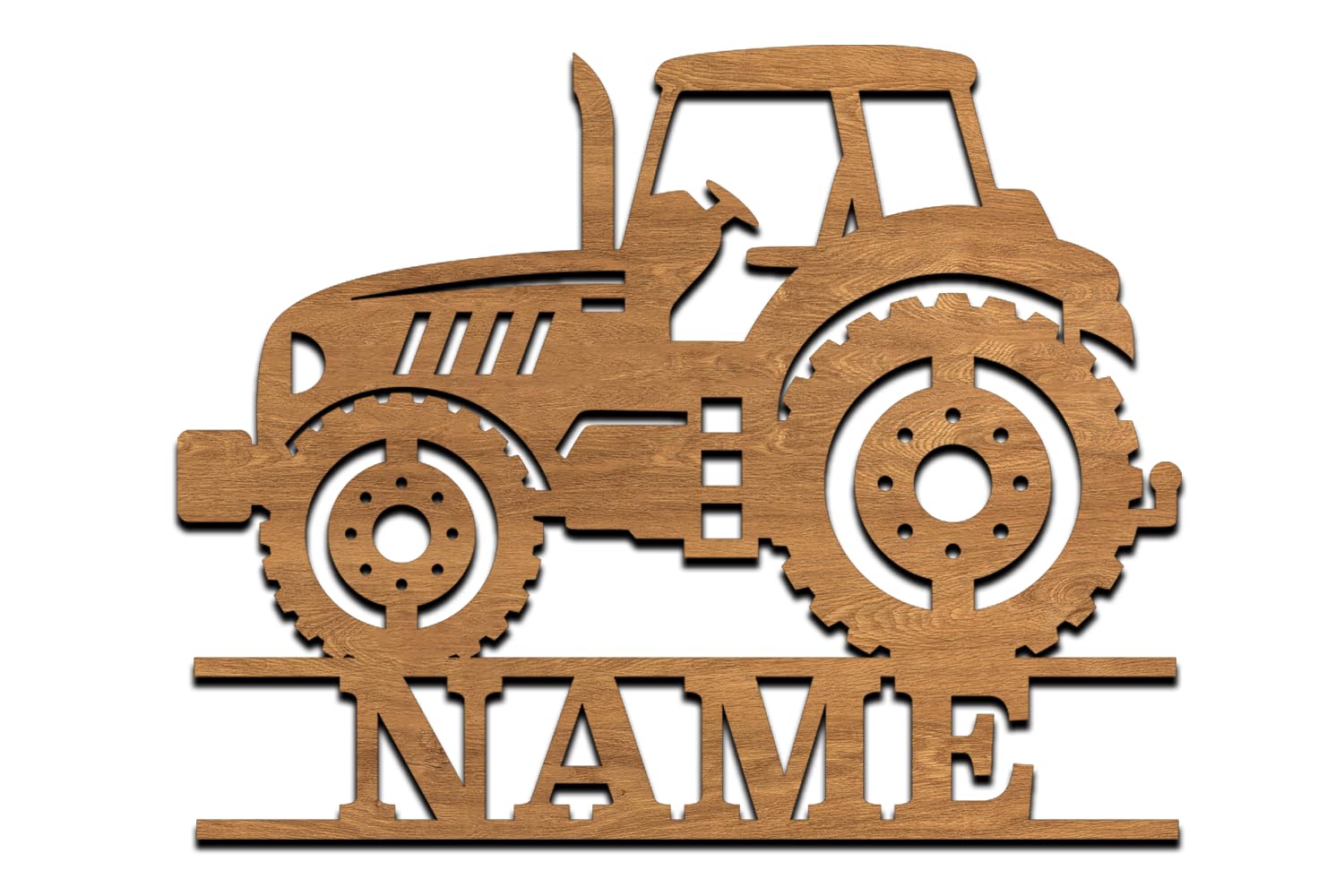 codiarts. Namensschild mit Fahrzeug, Wandbild, Kinderzimmer, Kindertür, personalisierbar mit Namen, selbstklebend (Traktor-02)