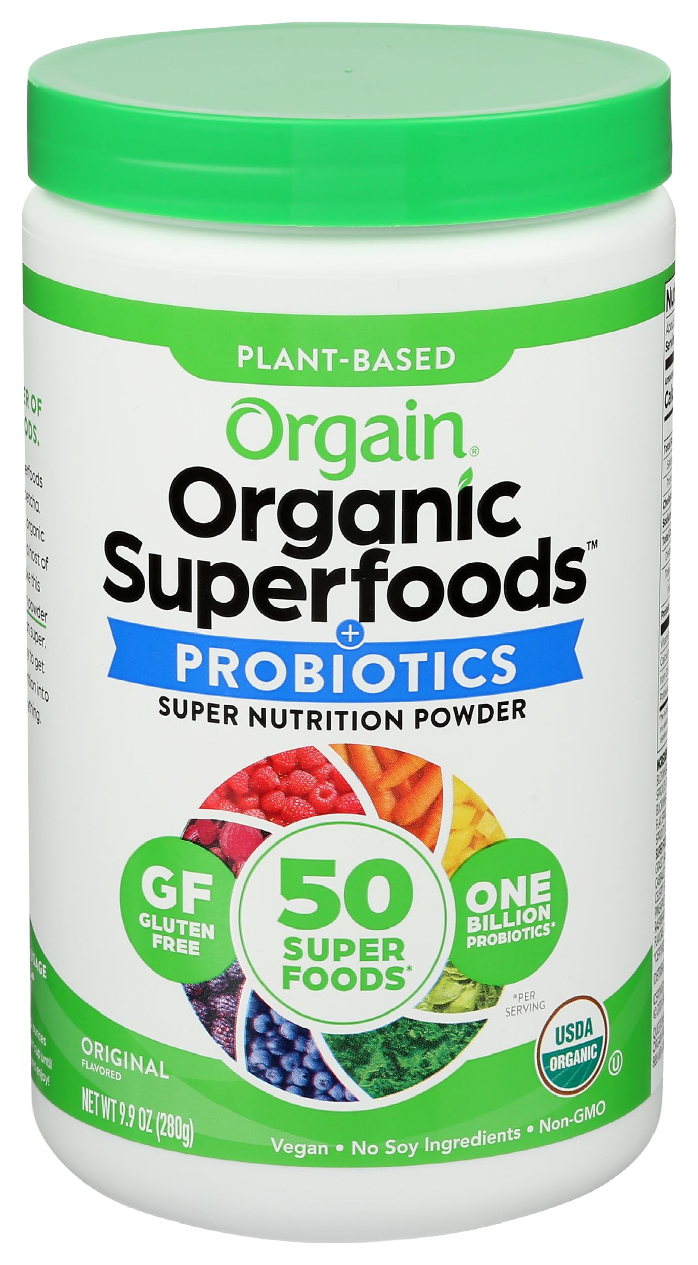 Organic Greens Powder + 50 Superfoods, Original - 1 Billion Probiotics for Digestive Health, Antioxidants, Vegan, Plant-Based, Gluten-Free, Non-GMO, Green Juice & Smoothie Drink Mix - 0.62lb