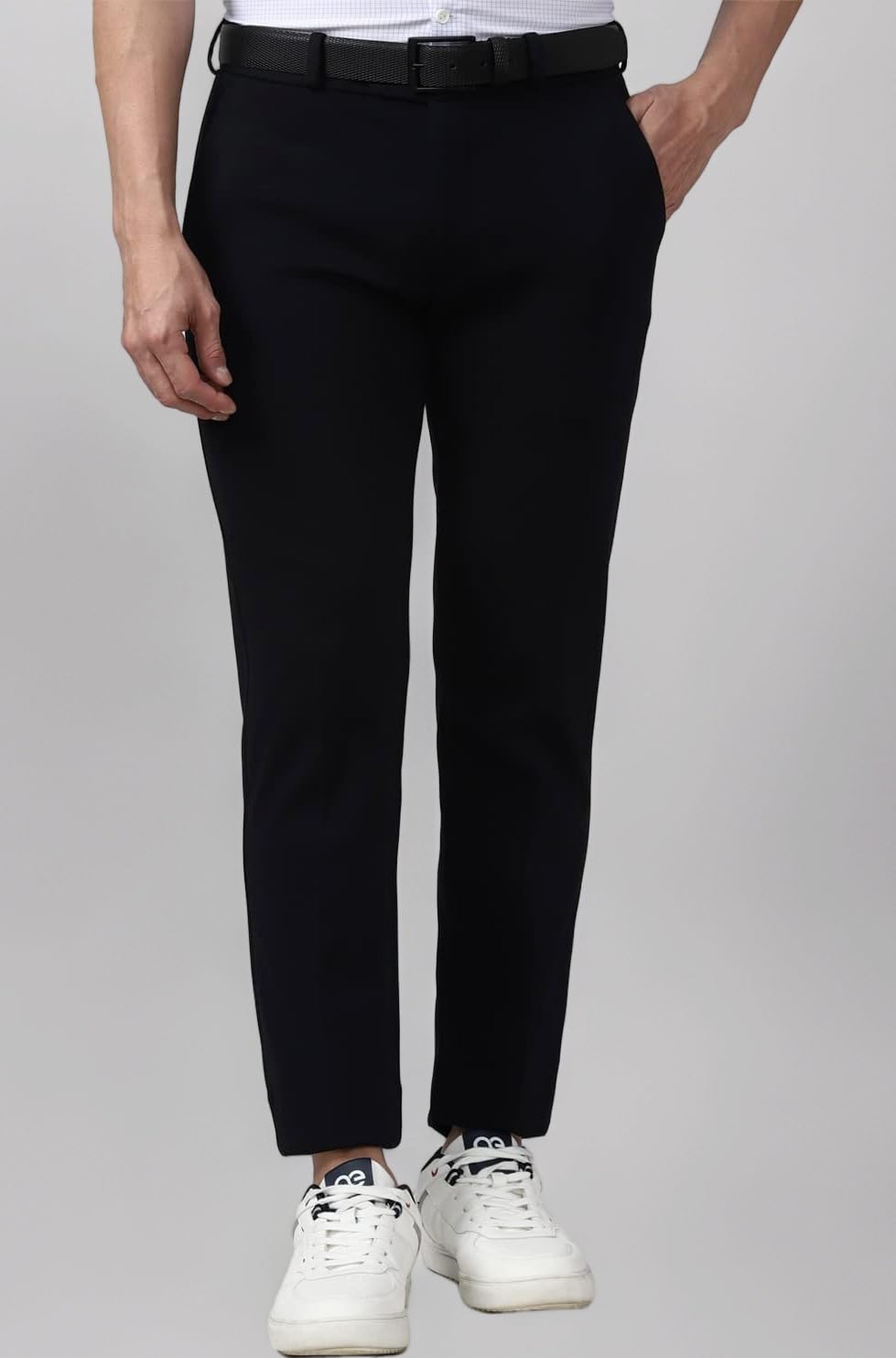 Peter England Men's Slim Fit Mid Rise Formal Stretchable Knit Super Trouser | Comfort Lycra | 360-Degree Stretch