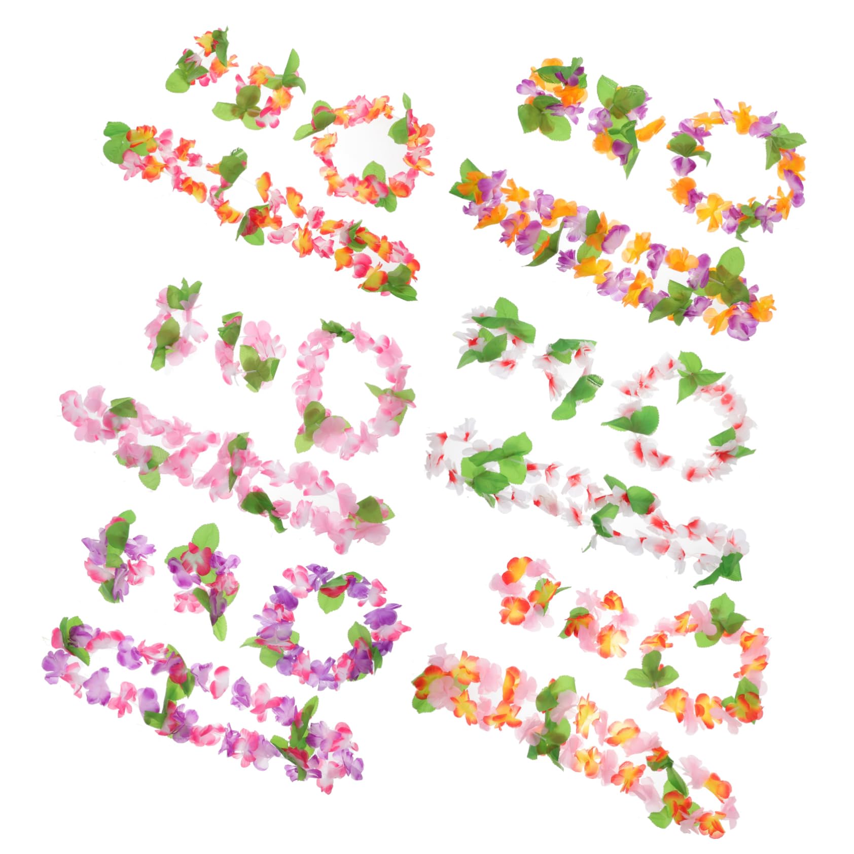STOBOK Juego De 18 Guirnaldas Hawaianas De Flores Artificiales Collar Pulsera Diadema Accesorio Para Fiestas En La Playa Y Celebraciones.