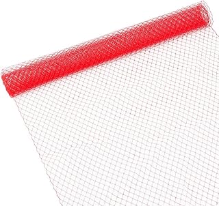 BENECREAT 2.18 Yards Birdcage Veil Netting Fabric, 17inch Wide Organza Tulle Fabric Net Mesh Russian Netting Hat Veil Millinery for Wedding, Sewing, Dress Decoration, Red