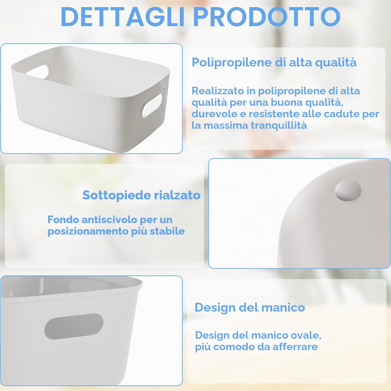 12 Pezzi Cestino Portaoggetti Plastica,Cestini Portaoggetti Plastica,Scatole Organizer,con Manici,per Bagno,Cosmetici,Armadio,Contenitori Salvaspazio Cucina.(Grigio)