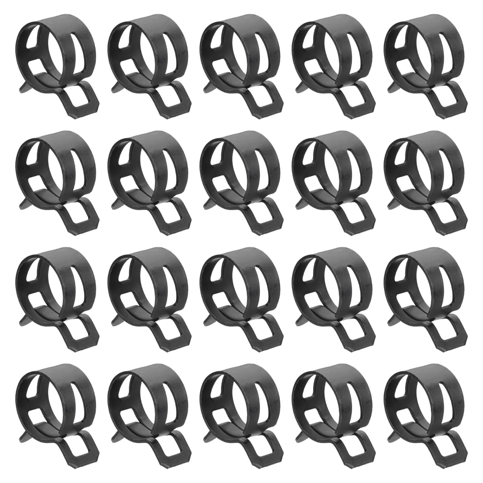 sourcing map 20pcs Spring Band Type Hose Clamps 20mm Fuel Line Hose Spring Clip Silicone Vacuum Hose Pipe Clamp Low Pressure Tube Clip Fastener, Black