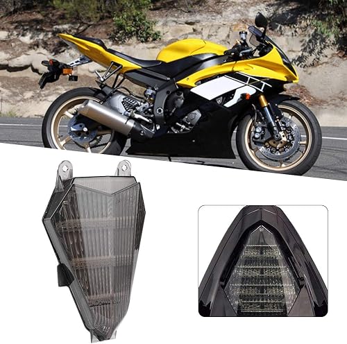 Miniatura 4 de Yamaha R6 - Luz trasera LED para motocicleta, luz trasera ABS + luz trasera LED con lente ahumada de repuesto para YAMAHA YZF-R6 2006-2016