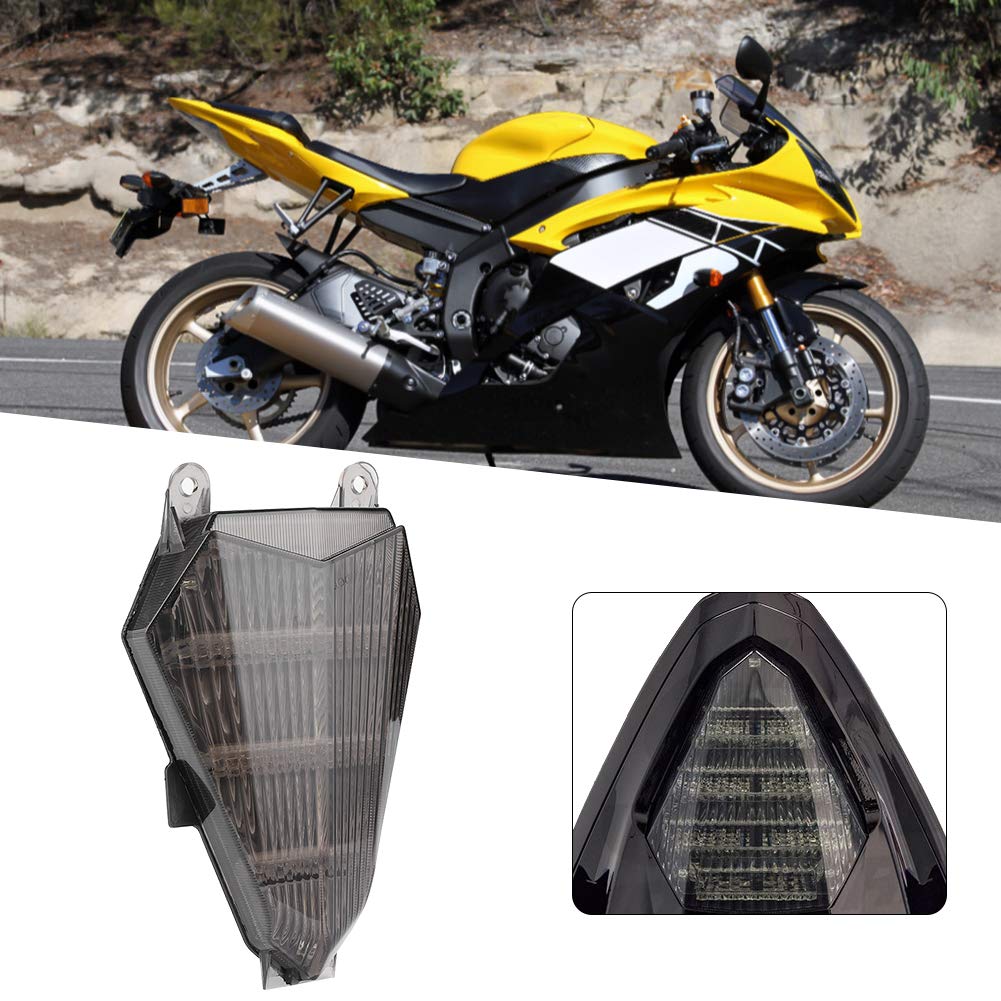 KIMISS Fanale Posteriore a LED Fanale Posteriore a LED per Moto con Indicatori di Direzione Lente Fumosa Adatta per YZF R6 dal 2006 al 2016