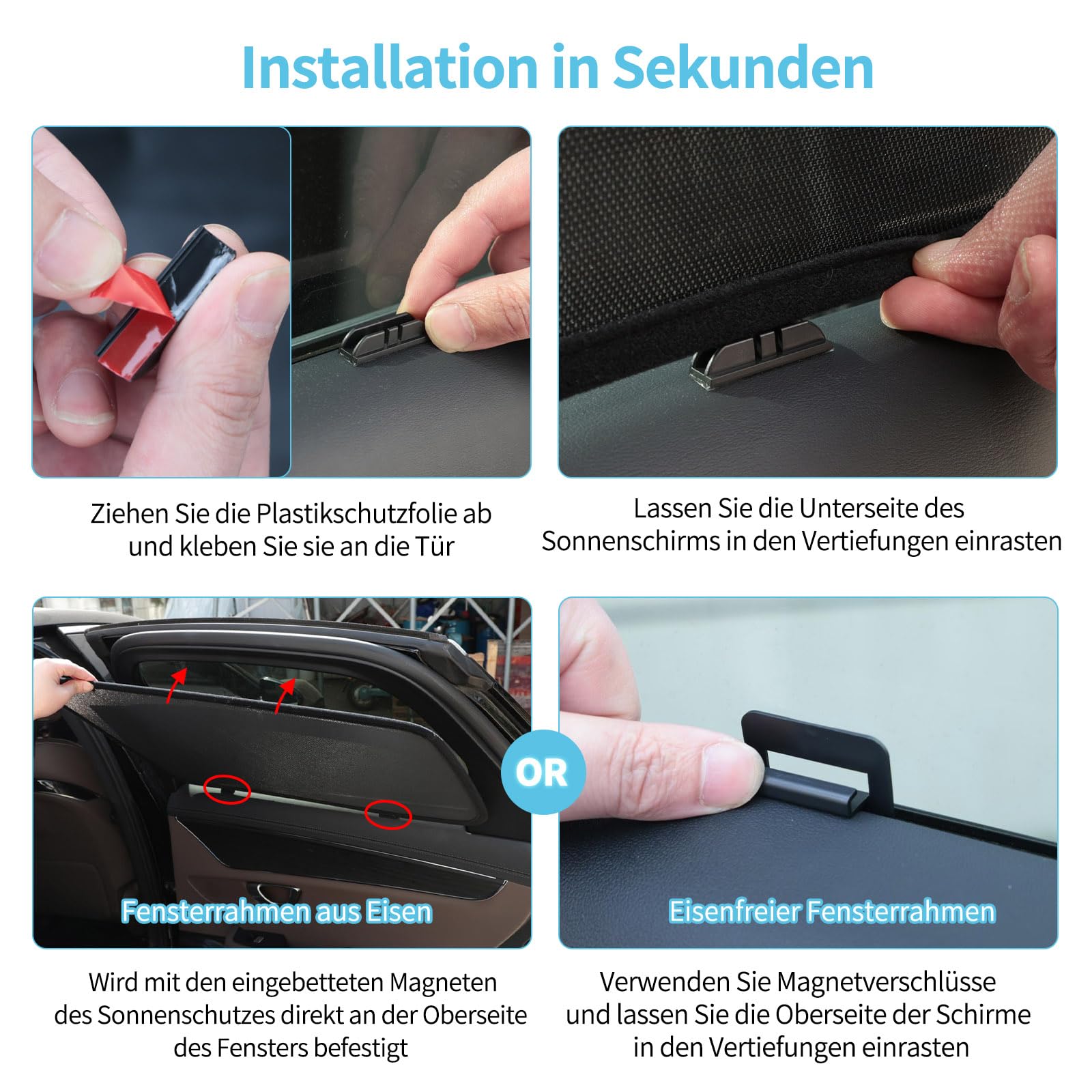 VW T6 (2015-2024) für Spezielle Sonnenschutzvorrichtungen für Seitenfenster, Netz-Sonnenschutz für Autofenster, atmungsaktiv, UV-Schutz und Wärmeisolierung (Side Window, front-2pcs)