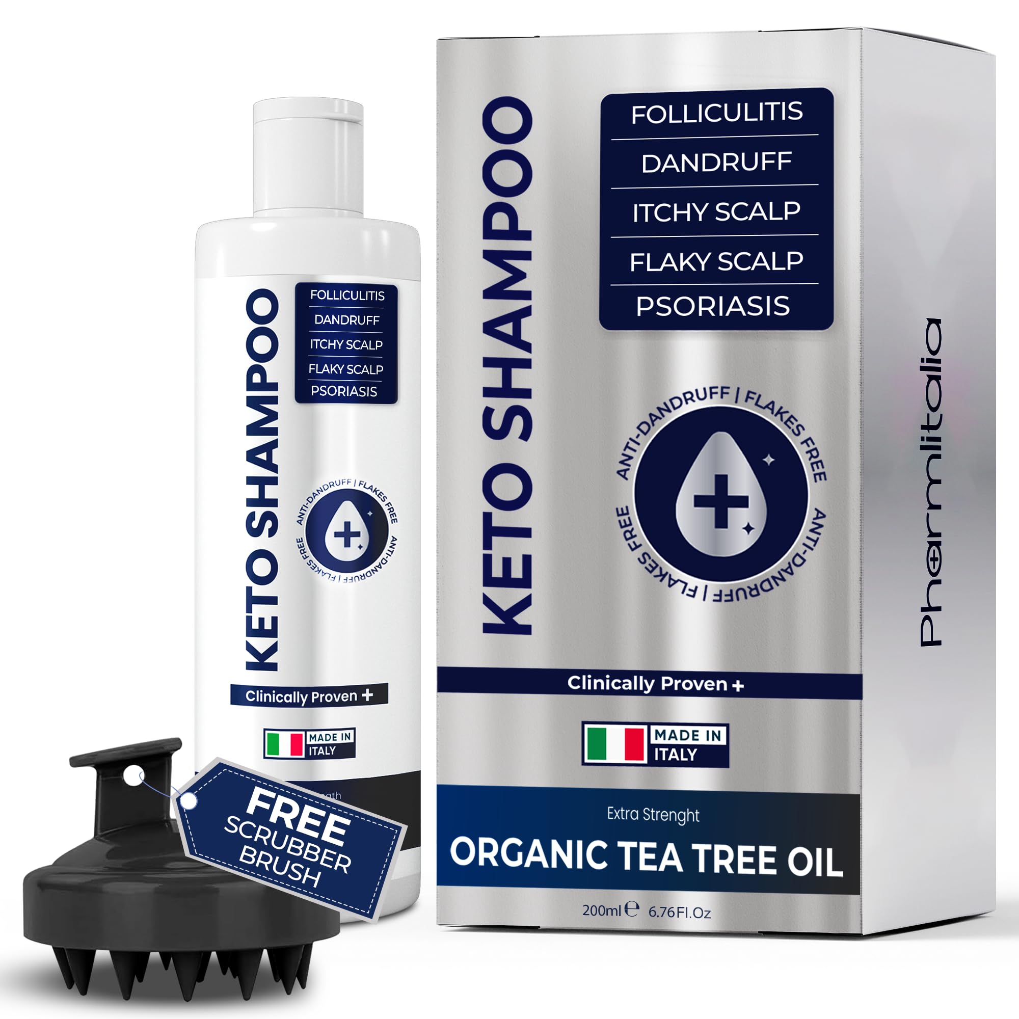 Scalp Psoriasis Shampoo, Flakes Shampoo Anti Dandruff, Itchy Scalp Treatment for Seborrheic Dermatitis & Folliculitis, Anti Fungal, Medicated Solution for Itchy, Flaky & Dry Hairs with Scrubber Brush