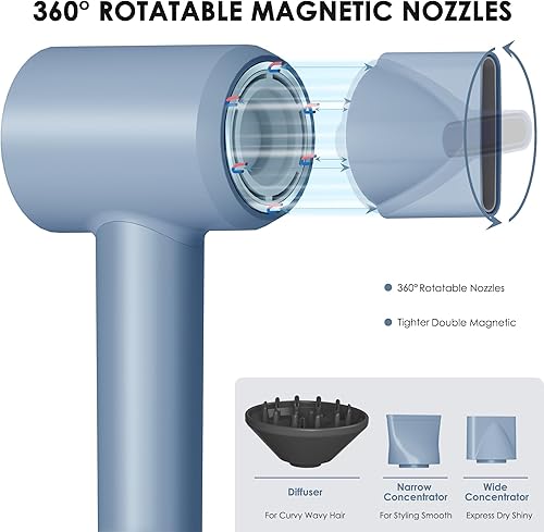 Miniatura 3 de Secador de pelo difusor, secador iónico profesional con difusor para cabello rizado, motor sin escobillas de 110000 rpm, secador de pelo de alta