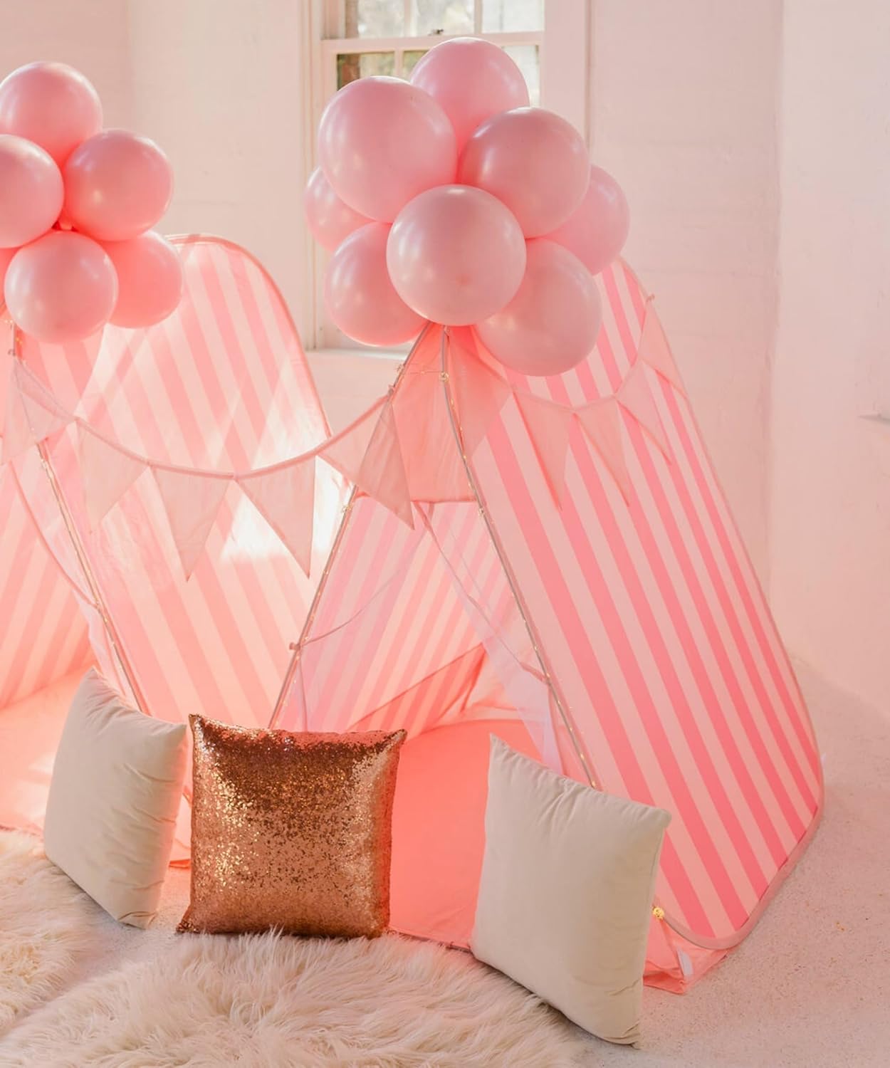 All-in-One Sleepover Birthday Kit for Kids – Instant Pop-Up Teepee Tent with Lights & Decor, Easy Indoor Outdoor Setup