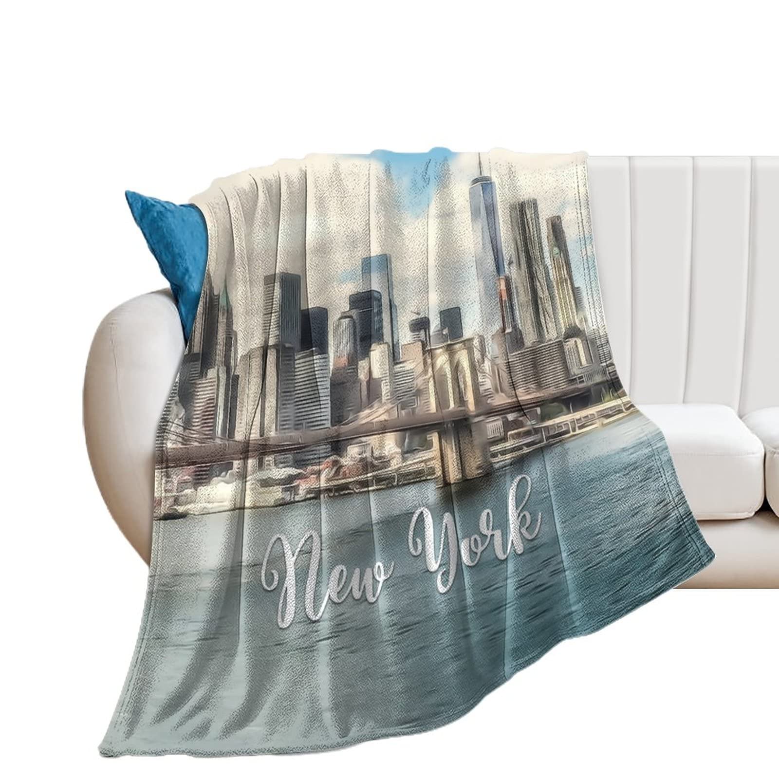 Couverture en peluche microfibre chaude et douce motif New York