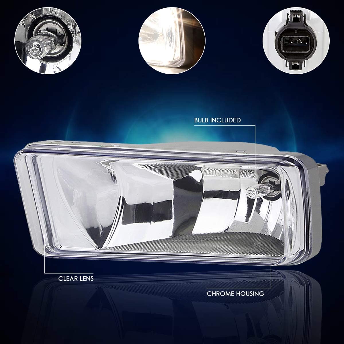 PM PERFORMOTOR Front Bumper Fog Lights Lamps Compatible with Chevy Silverado/Tahoe/Suburban 07-15,Clear Lens
