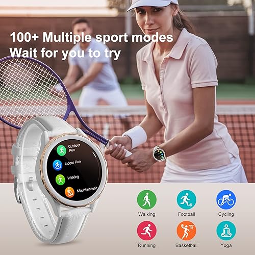 Miniatura 10 de Relojes inteligentes para mujer (respuestahacer llamadas), relojes de seguimiento de fitness con monitor de sueño, frecuencia cardíaca, 100 modos