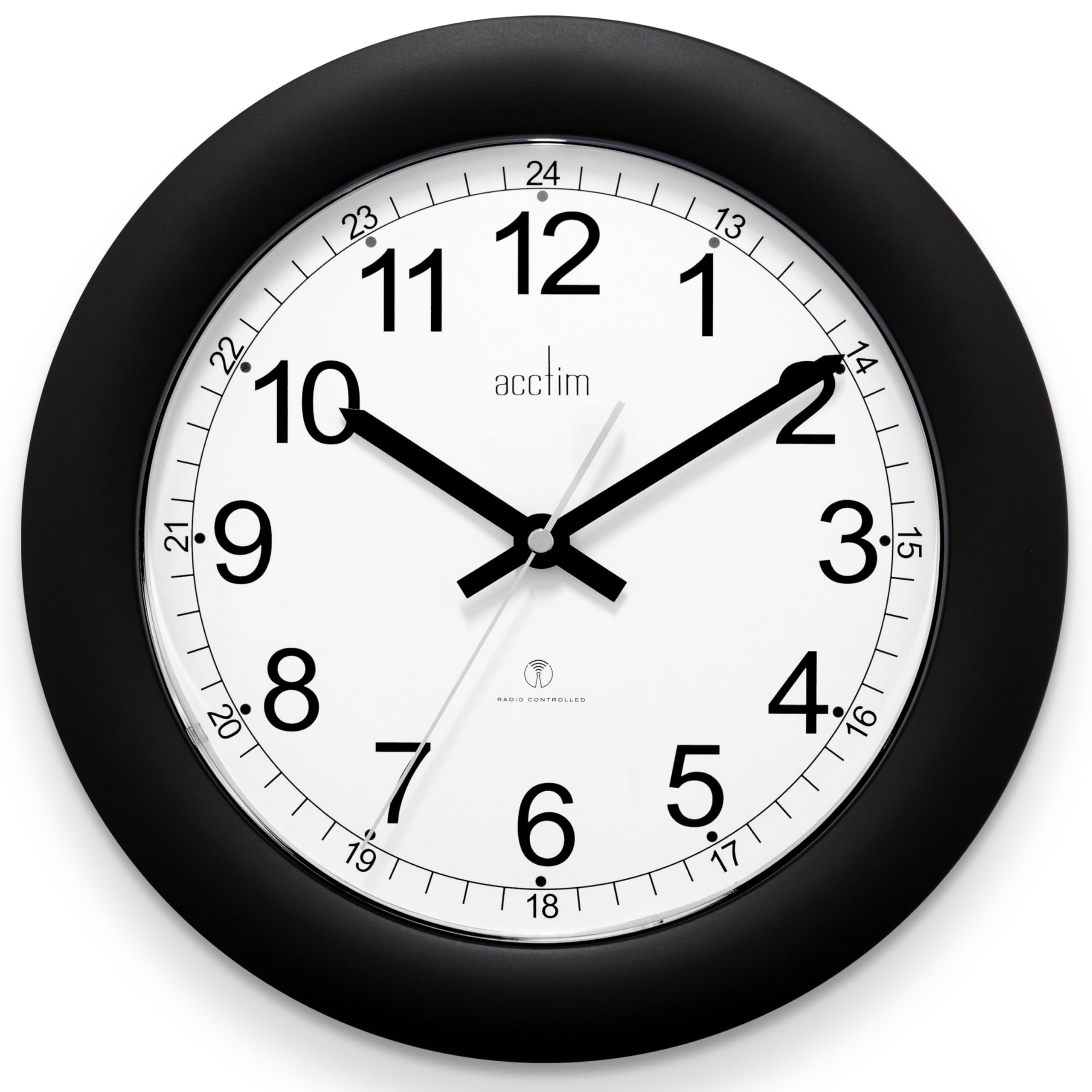 Acctim Formia Radio Controlled Wall Clock Automatic Set Up Energy Efficient Movement 30cm (Black)