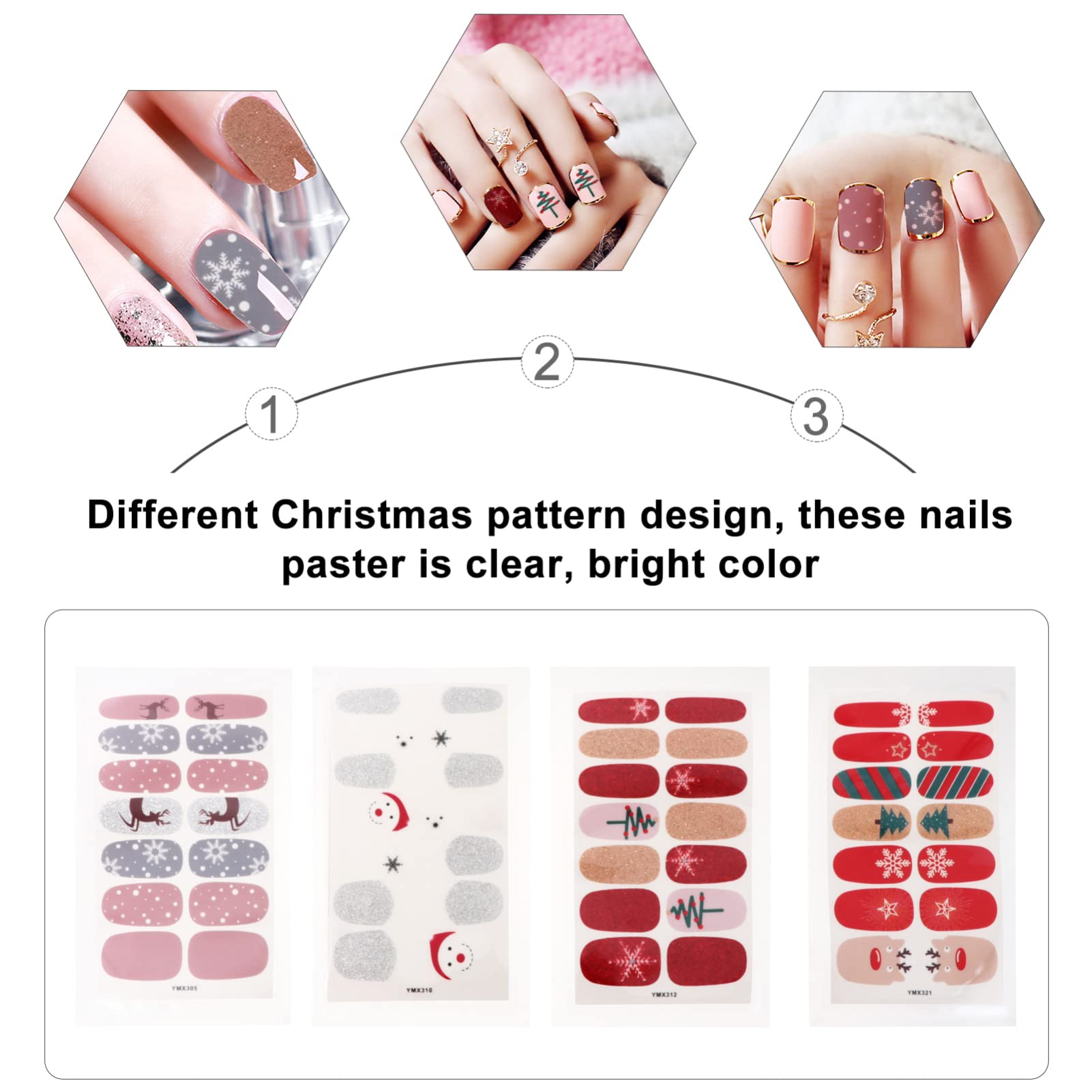 Healvian 24fogli Adesivi Per Unghie Natalizi Decorazioni Festive Per Manicure Design Creativo Di Natale Per Feste e Occasioni Speciali