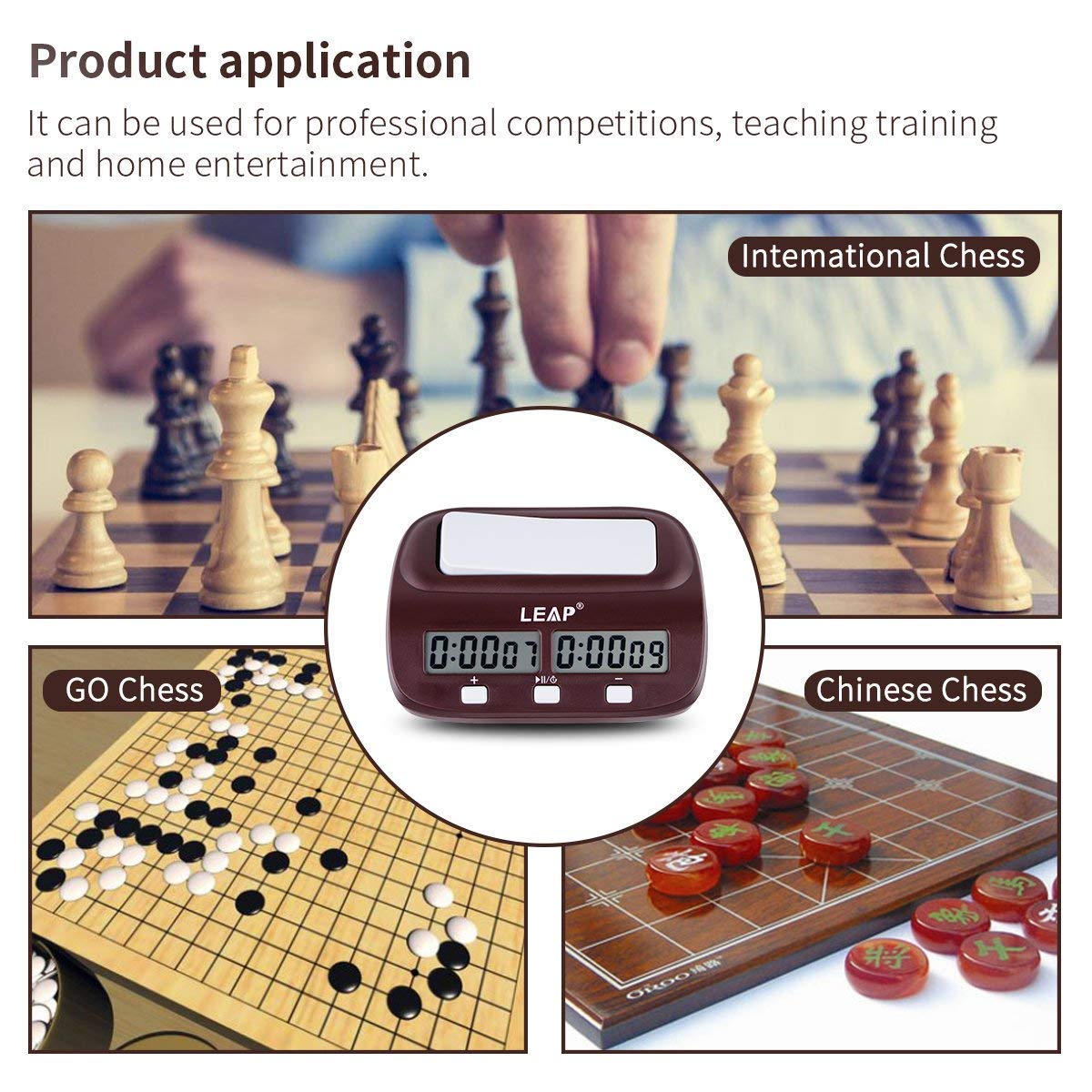 Horloge d'échecs professionnelle portable multifonction 3 en 1