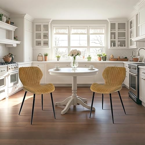 Miniatura 5 de CangLong Mid Century Modern Dining Chairs Set of 2, Upholstered Kitchen Dining Room Chairs, Velvet Comfortable Dining Chair with Metal Legs, for