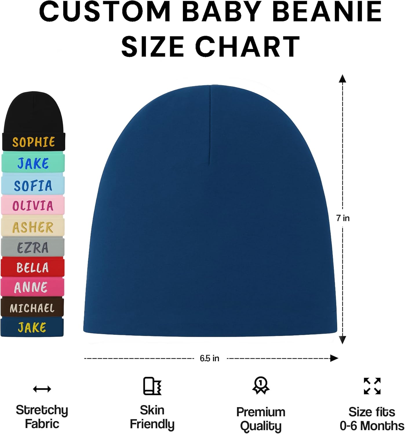 Custom Baby Beanie with Name - Personalized Hats for Girls or Boys - Embroidered Custom Hat 6-12 Months - Image 5