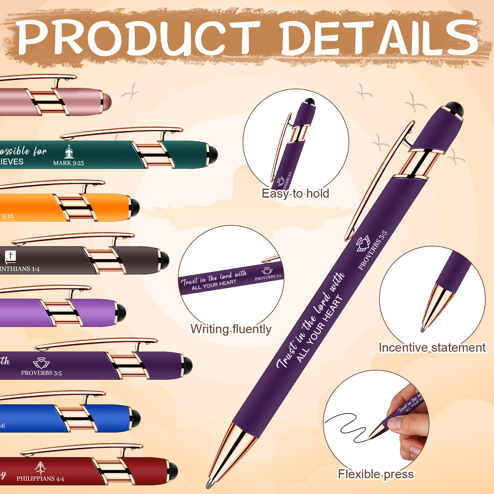 WWmily 32Pcs Christian Gift Set Bible Verse Notebooks and Pens Bulk Journal Christian Notebooks Ballpoint Pen Religious Gift Inspirational Scripture Gifts for Him Her Church Coworker School Supplies - Image 4