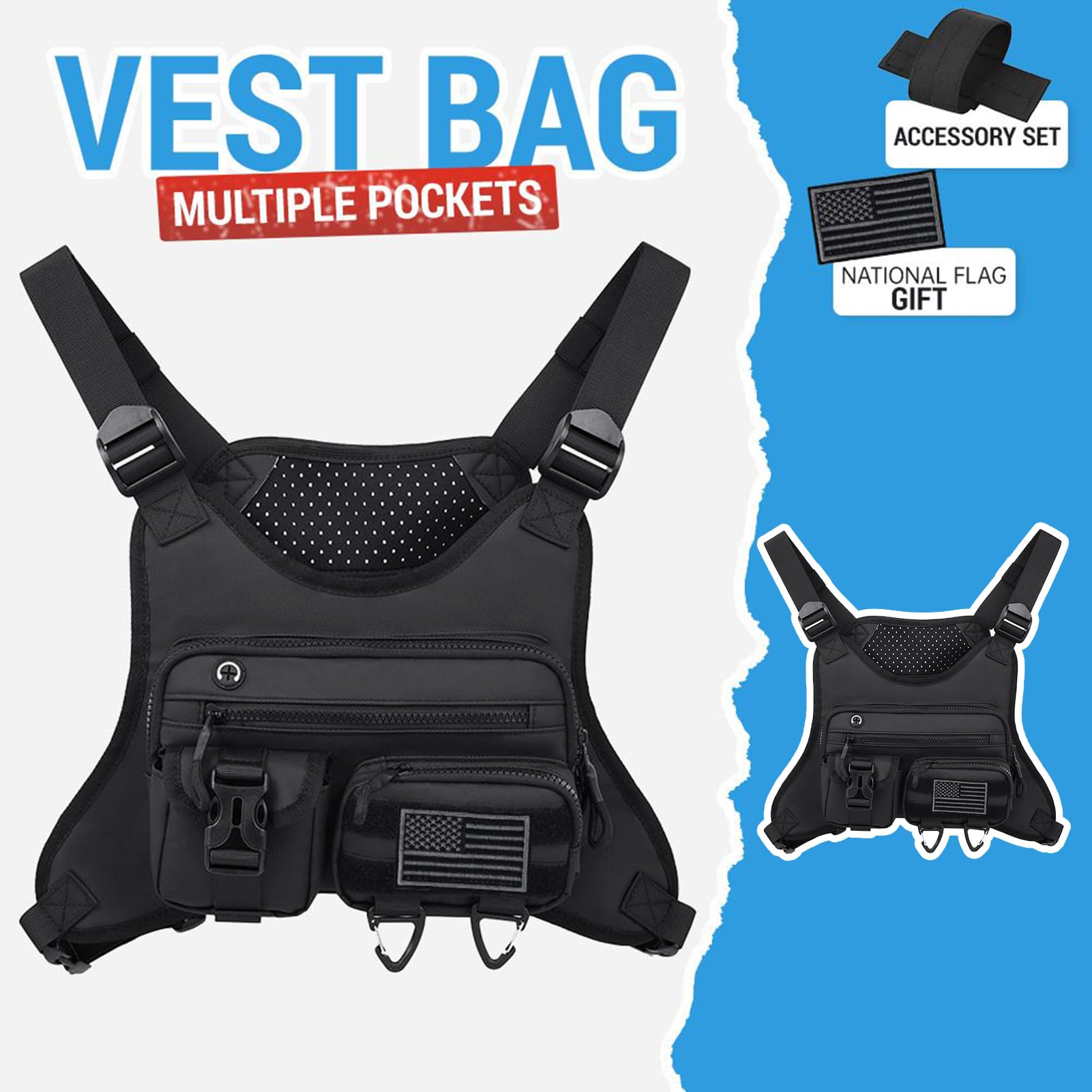 Lauf Brustbeutel Leichte Handyhaltertasche Rucksack | Wander-Brusttasche Laufweste Taschen-Rucksackweste Camping Wandern Outdoor Radfahren Joggen Läufer Workout Reisen Herren
