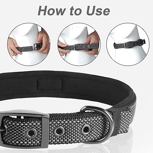 Miniatura 6 de Collares para perros PetiFine para perros medianos, acolchados de neopreno y ajustables, collares para mascotas reflectantes anchos y resistentes