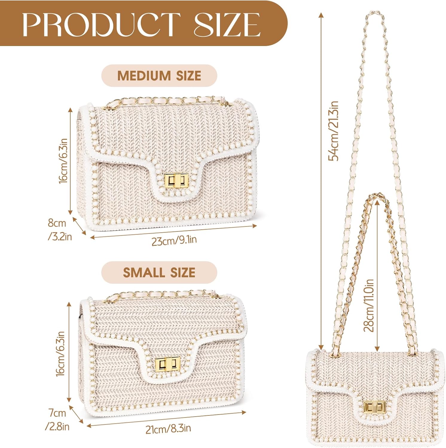 Straw Crossbody Bags for Women, Summer Fashion Straw Purses and Handbags Shoulder Raffia Clutch Bag with Pearls - Image 3