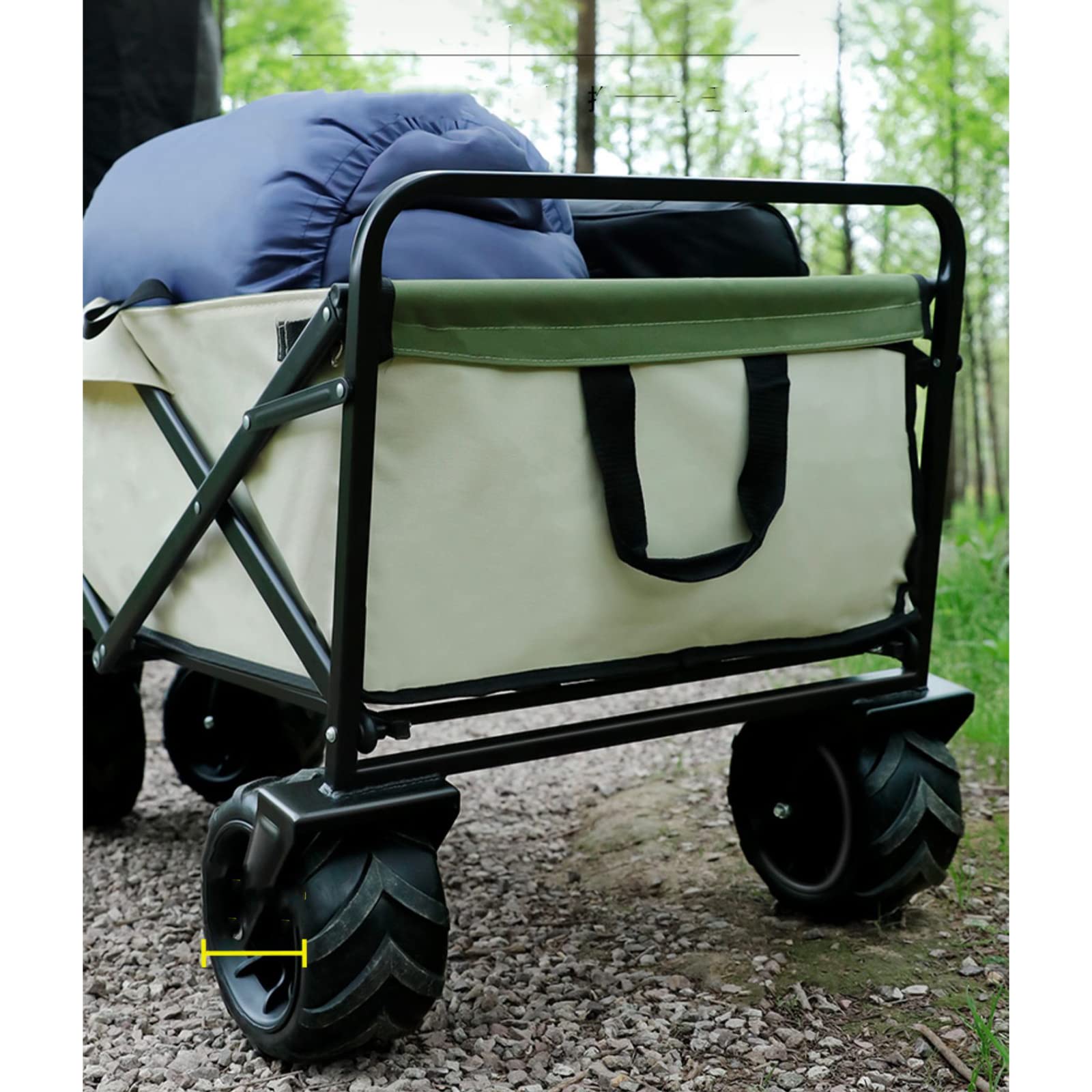 Carrello Pieghevole Pieghevole per Esterni Carrello da Campeggio con Maniglia Regolabile per Picnic Carro con Grande Volume di Stivaggio Carrello Pieghevole a 4 Ruote