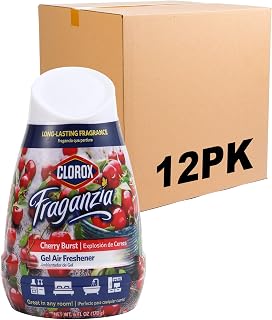 Clorox Fraganzia Gel Air Freshener Cone, Cherry Burst Scent - No-Plug, Battery-Free Air Freshener for Small Rooms, Closets, Kitchens, Bathrooms, Offices and More, 6 Ounce - 12 Pack