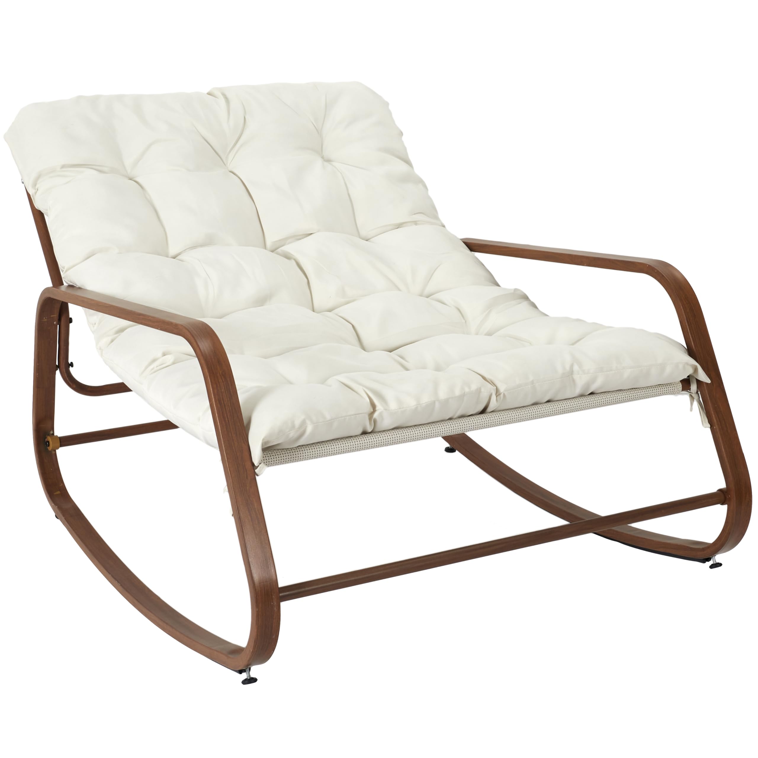 HOME DECO FACTORY - HDO7309 Fauteuil à Bascule Miami Blanc Effet Bois, Mobilier d'Extérieur, Dimensions 92x69x130 cm, Hauteur d'Assise 46 cm, Teinte Beige Marron | Bois, fauteuil à bascule Miami, effet bois blanc, mobilier d'extérieur, jardin ou terrasse,