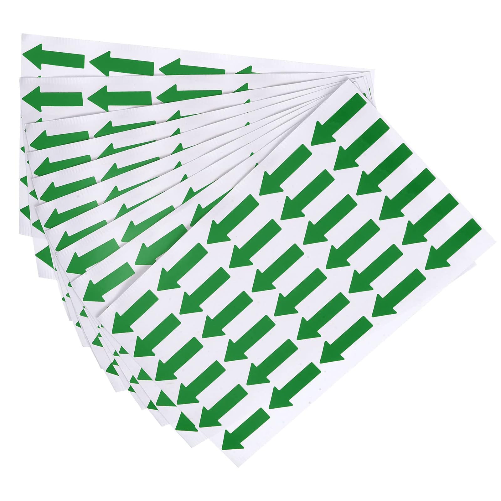 TOP-VIGOR 10 Pcs Small Arrow Stickers, 1.2x0.4 PVC Adhesive Labels for Flow Direction, Defect Marking, Inspection & Quality Control, Green