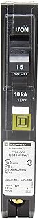 Schneider Electric QO115PCAFI Square D Qo Single Pole 15 Amp Combination Arc Fault Plug-On Circuit Breaker, Black