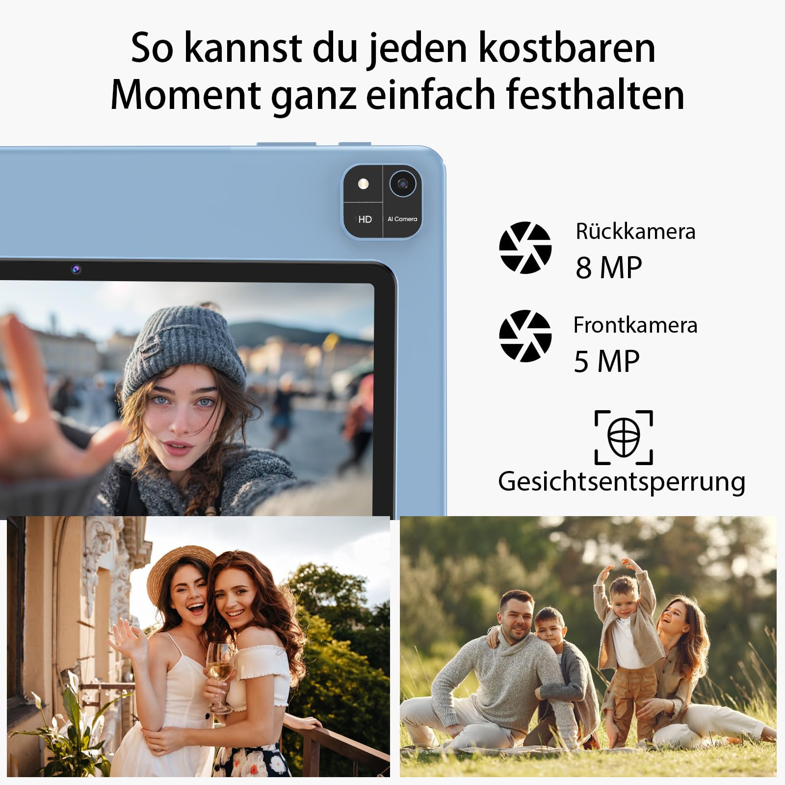 TUOHAITIME Tablet Android 16 da 10 pollici, 24 GB RAM + 64 GB ROM, 1 TB, espandibile, risoluzione dello schermo 1280p, processore Unisoc T606 Octa-Core, WiFi 6/doppia fotocamera/Face ID/GPS/batteria