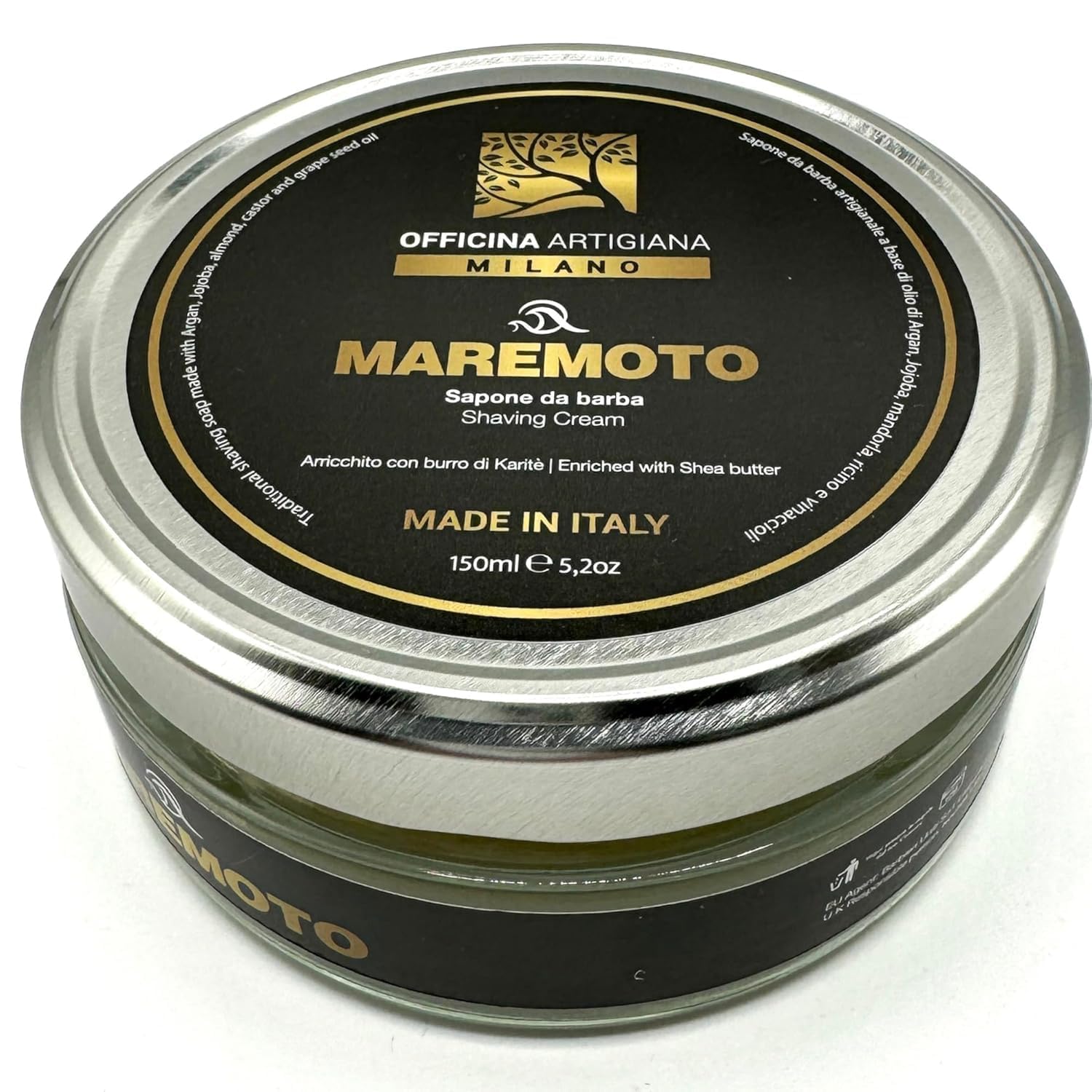 Jabón de afeitar Officina Artigiana Milano Maremoto 5.1 fl oz – Jabón de afeitar húmedo artesanal italiano de lujo con 46% de acei