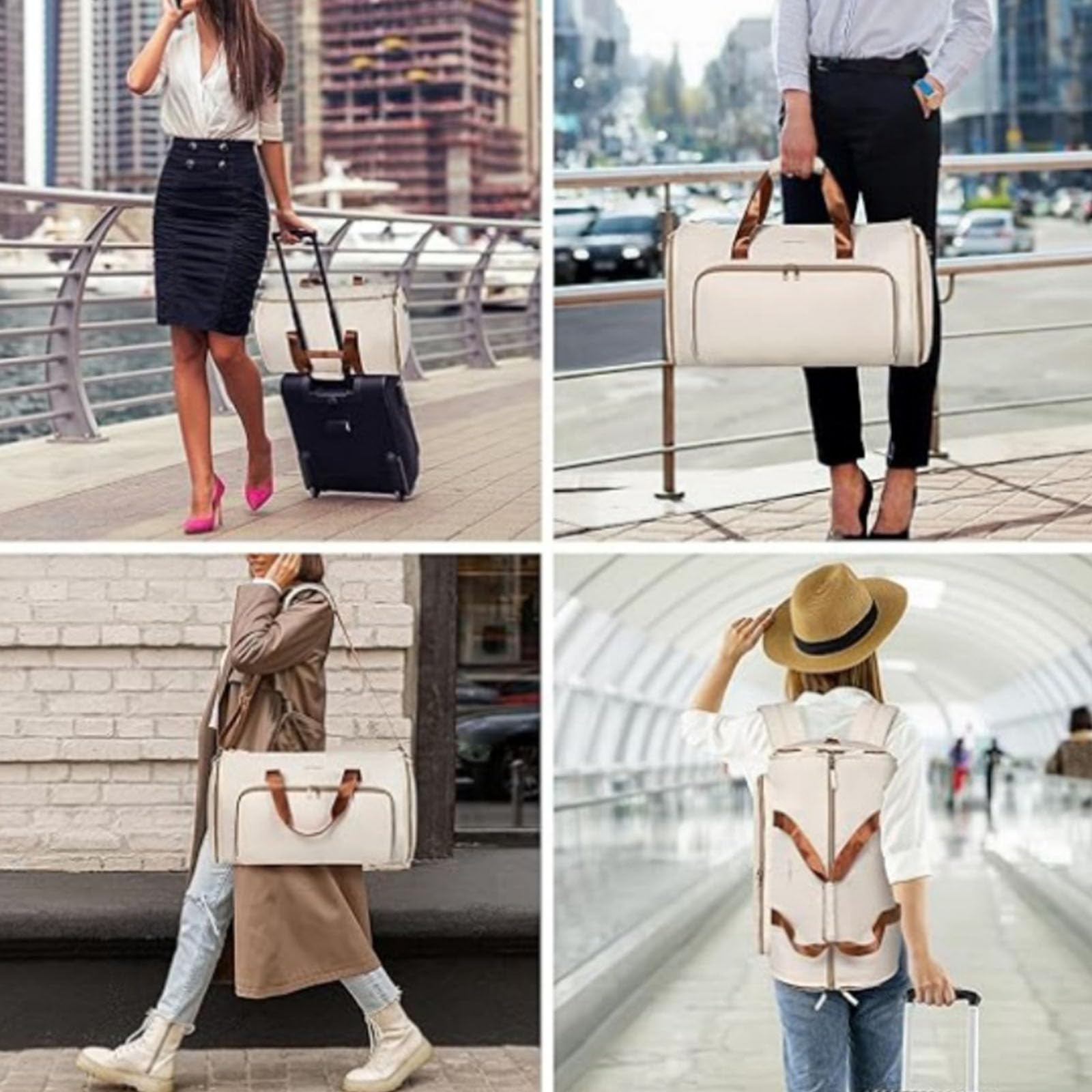 Hixingo Handgepäck-Kleidersack, Umwandelbarer Anzugtasche Rucksäcke Kleidersack, Weekender Nachttasche mit Schuhbeutel, die 2-in-1-Hängekoffer-Reisetaschen, für Reisen Koffer (Schwarz)