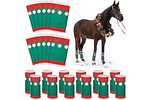 Paterr 12 Pcs Christmas Horse Leg Wraps: Authentic Faux Fur Antlers