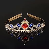 Vista 4 de puluru Evie - Peluca de descendientes de 3 disfraces para niñas, pelucas de cosplay para niñas, peluca de cosplay con corona para disfraces