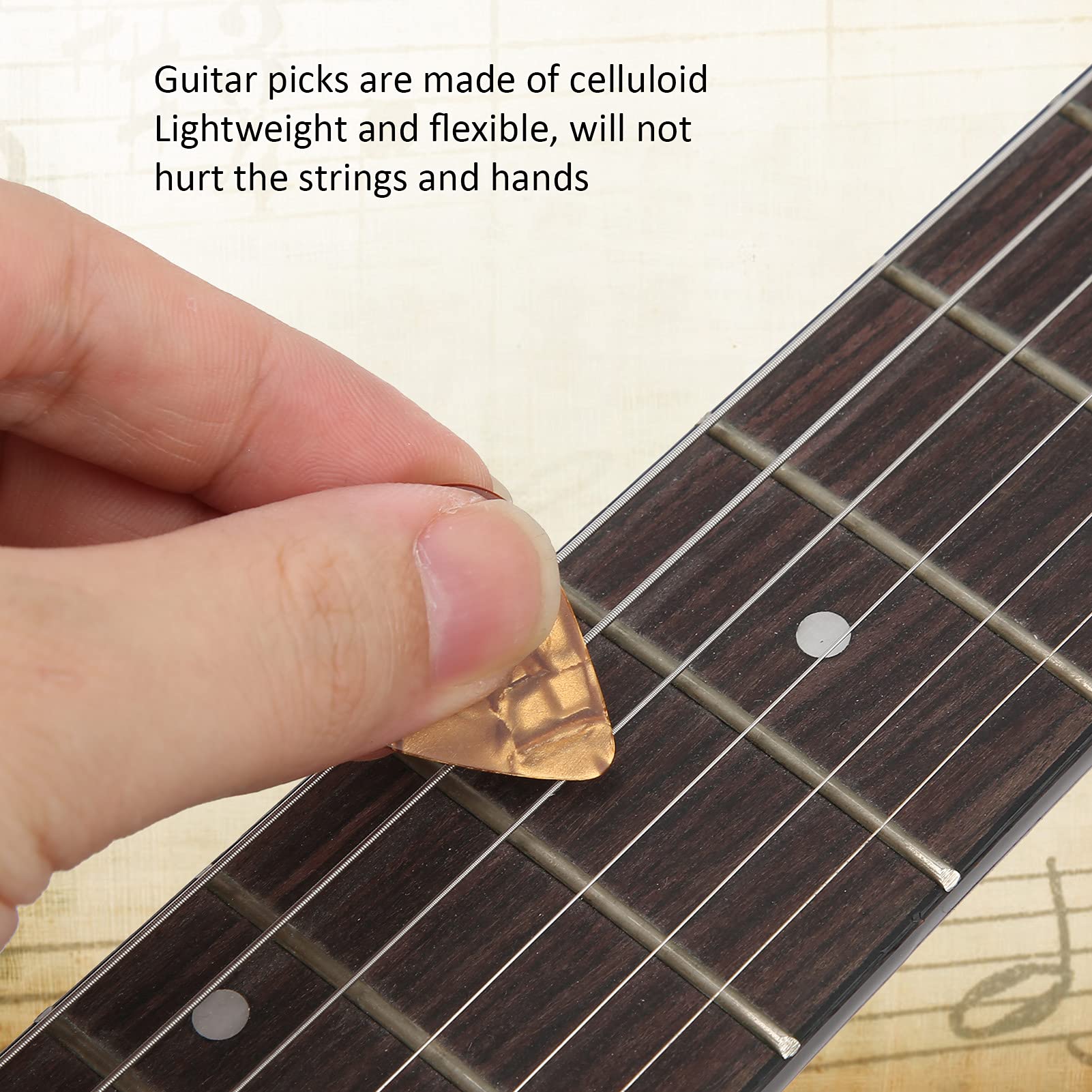 Guitar String Colorful Pick Set Steel Brass Wear resistant Celluloid Light Flexible Stringed Instrument Accessories Folk Electric