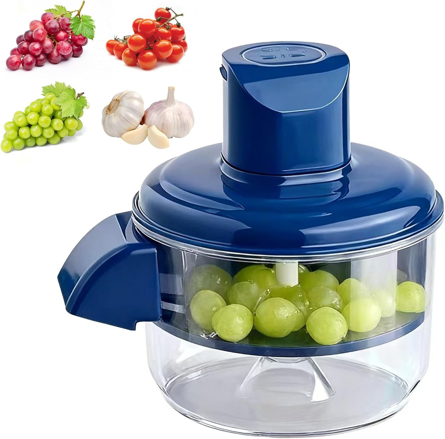 Electric Grape Peeling Machine,2025 Upgraded New Electric Automatic Peeling Machine for Food,Garlic Automatic Peeler Machine for Grapes, Garlic, Tomato, Cherry, Rechargeable Home (Blue)