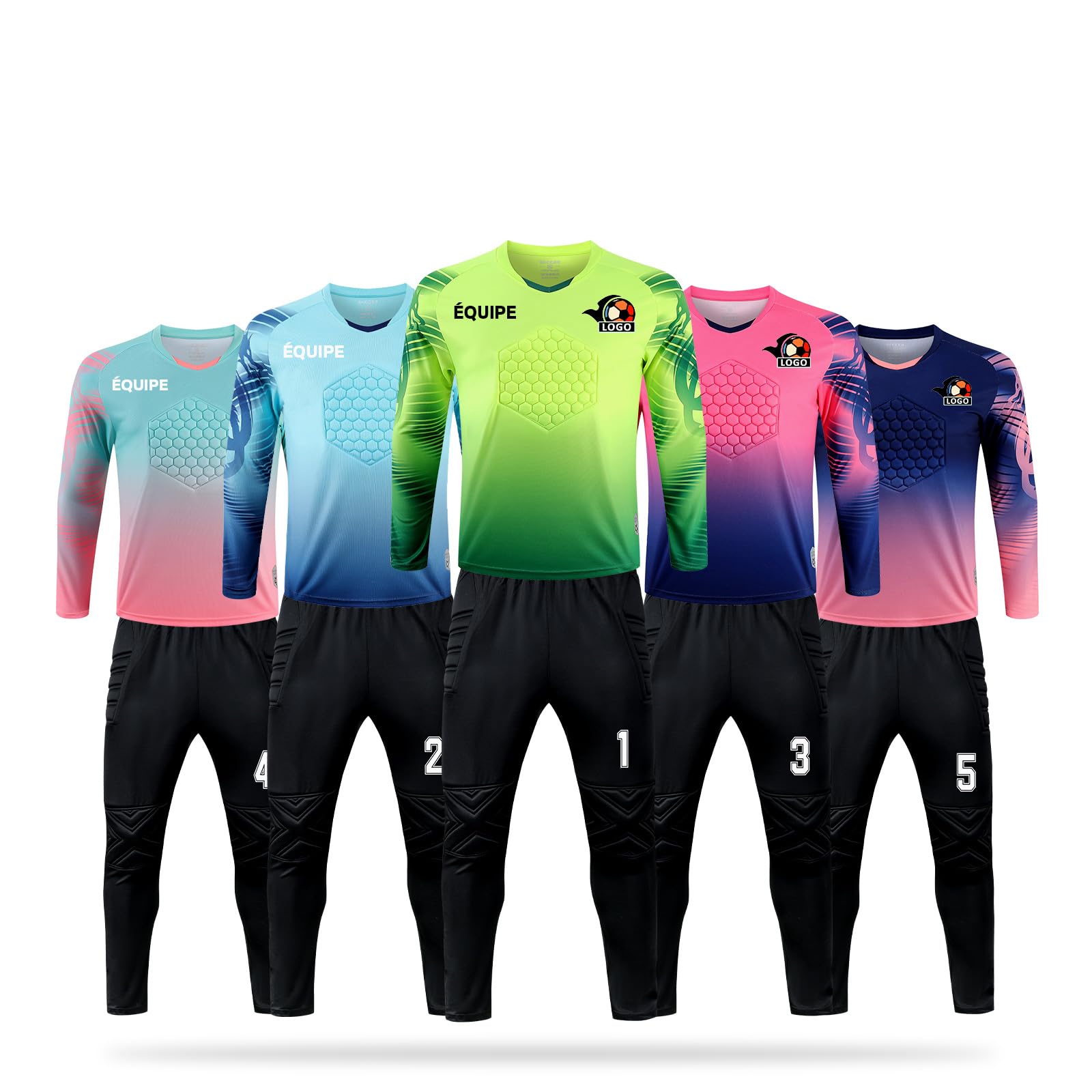 Maillot de Gardien Personnalisable Tenue de Gardien de But Maillot + des Pantalons Personnalisé avec Nom Nombre Nom de l'équipe Logo