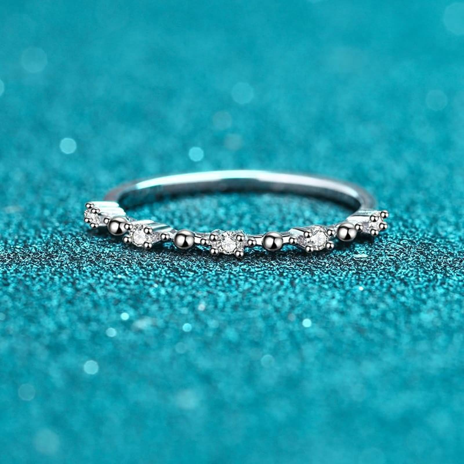 Anello da sposa, in argento Sterling con moissanite, per feste in famiglia e matrimoni