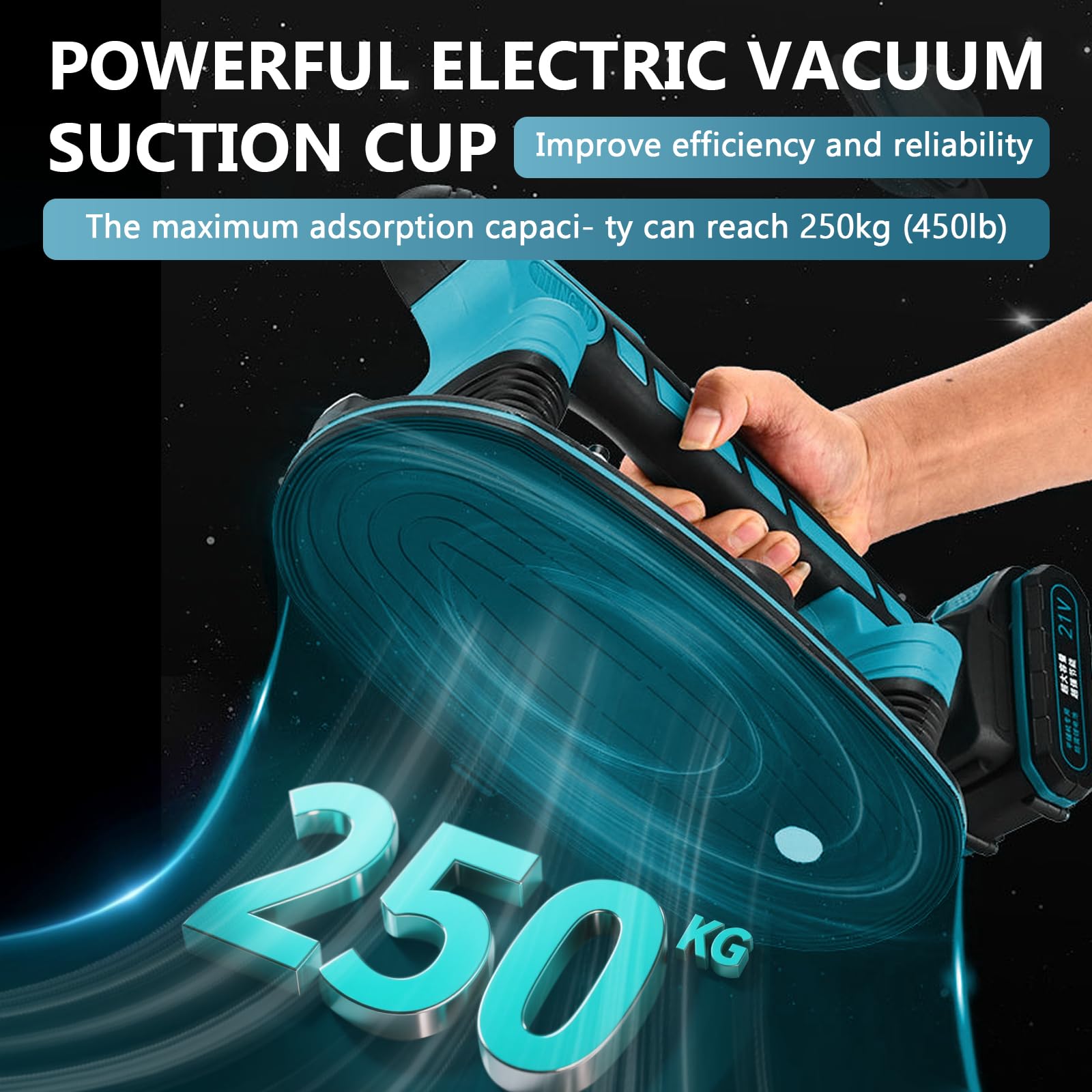 2IN1 Akku Fliesenrüttler & Saugnäpfen kompatibel mit Makita 18 V Akku, Handheld-Automatischer Kippender Vibrator mit 6 Gang Einstellbaren, Hochleistungs Fliesenleger Maschine, 30*16cm, 250kg Tragkraft