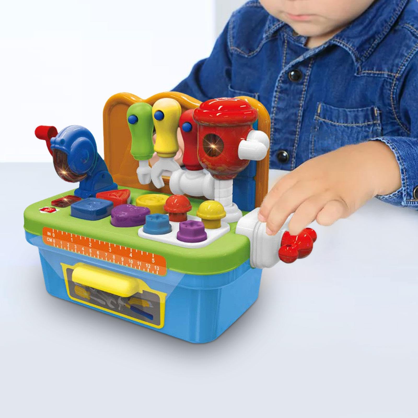 Juguete de Banco de Trabajo para Niños, Banco de Herramientas para Niños, Juguete de Banco de Trabajo de Aprendizaje Musical para Niñas, Niños, Regalo, Azul Claro