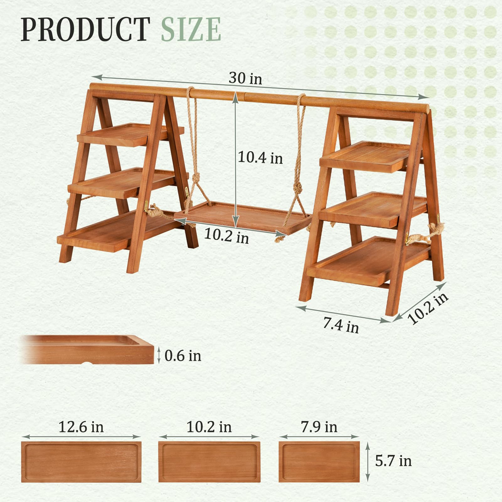 Whiidoom Cupcake Stand, 3 Tier Wood Cupcake Display Stand with Swing, Dessert Table Display Set with Serving Tray for Dessert Display for Party, Wedding, Farmhouse Decor (Brown)