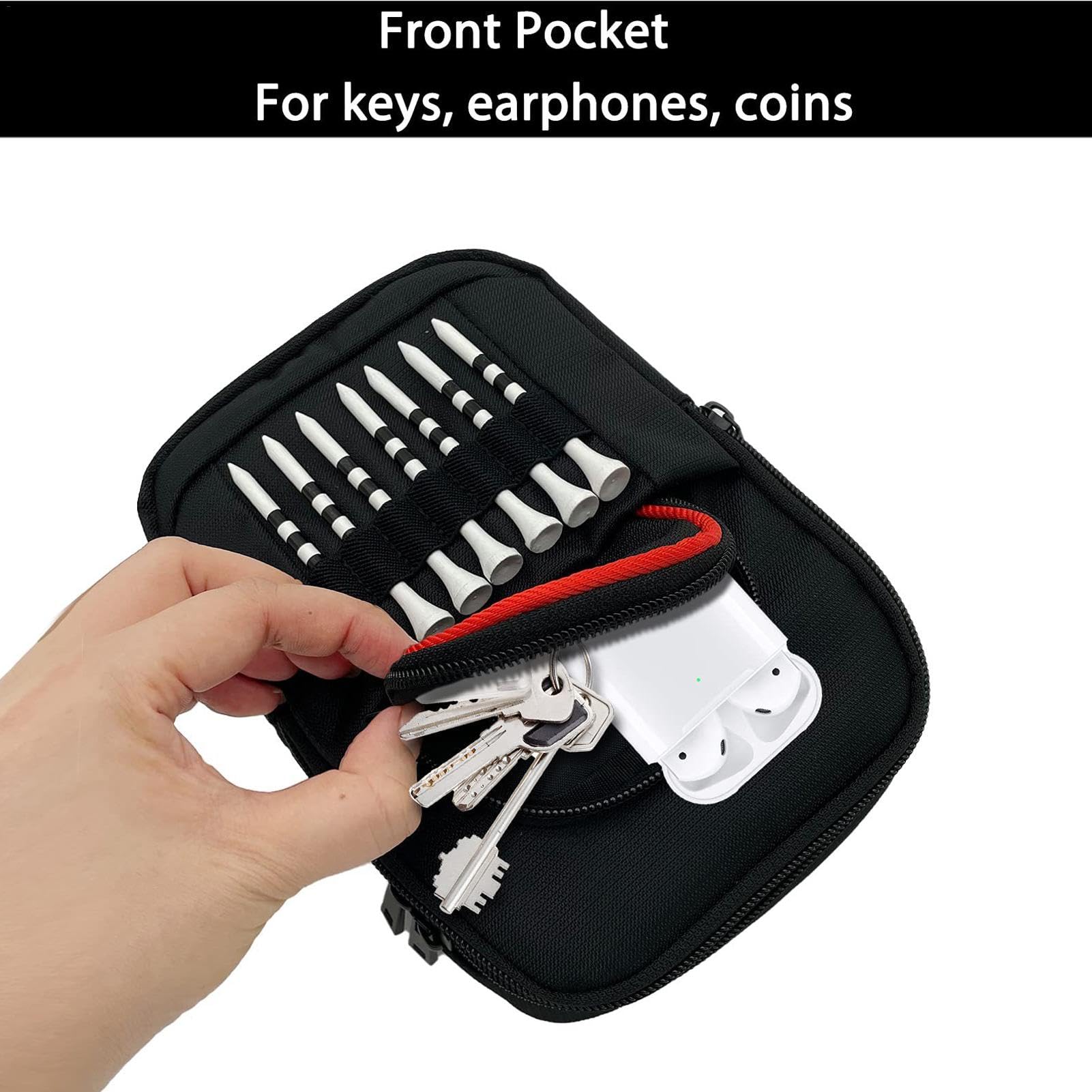 Golf-Tee-Organizer | Golf-Zubehörhalter mit Clip | Golfte-Tasche mit mehreren Fächern | kompakte Golfball- und Tee-Organizer-Tasche | funktionale Aufbewahrungslösung für Golfer