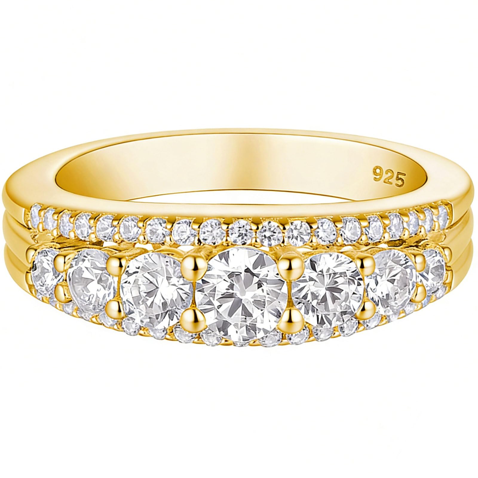 Newshe Jewellery Eternity Ring Wedding Band for Women 925 Sterling Silver Round White Cubic Zirconia Engagement Size 4-13