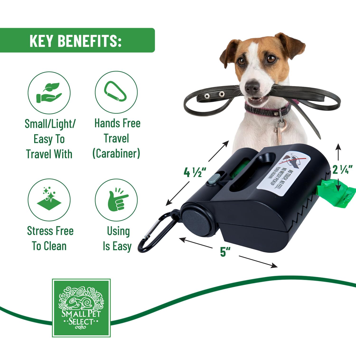 Small Pet Select Pooper Scooper, Dog Poop Scoop w/Bags for Pet Waste Portable Design with Leash Clip and Bag Dispenser - Image 4