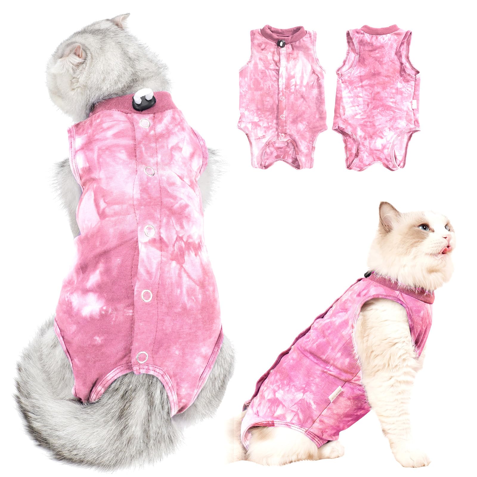 ODSSDAPU Cat Recovery Suit After Surgery, Cat Recovery Wear for Abdominal Wounds Cat Onesie Cone E-Collar Alternative,Pink M