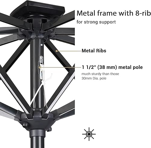 Miniatura 15 de Yescom Outdoor Solar Powered LED Patio Umbrella with Crank Tilt for Garden Backyard Deck Table Market Poolside Party Event 2-Beige,3-Negro