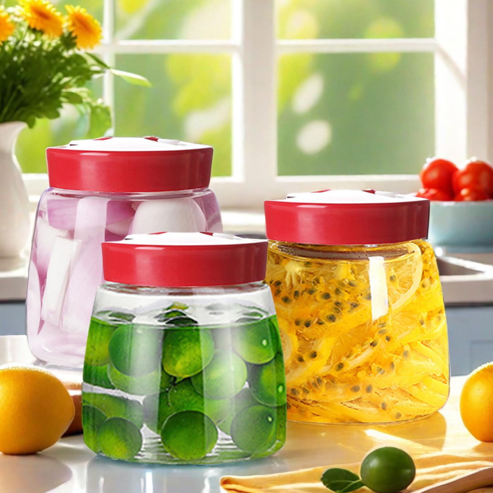 BYZESTY 2pcs Tarro de fermentación 1000ml Frascos de fermentación con válvula de liberación de aire, tarro de fermentación de vidrio frascos de vidrio para hacer pepinillos Kimchi, Chucrut