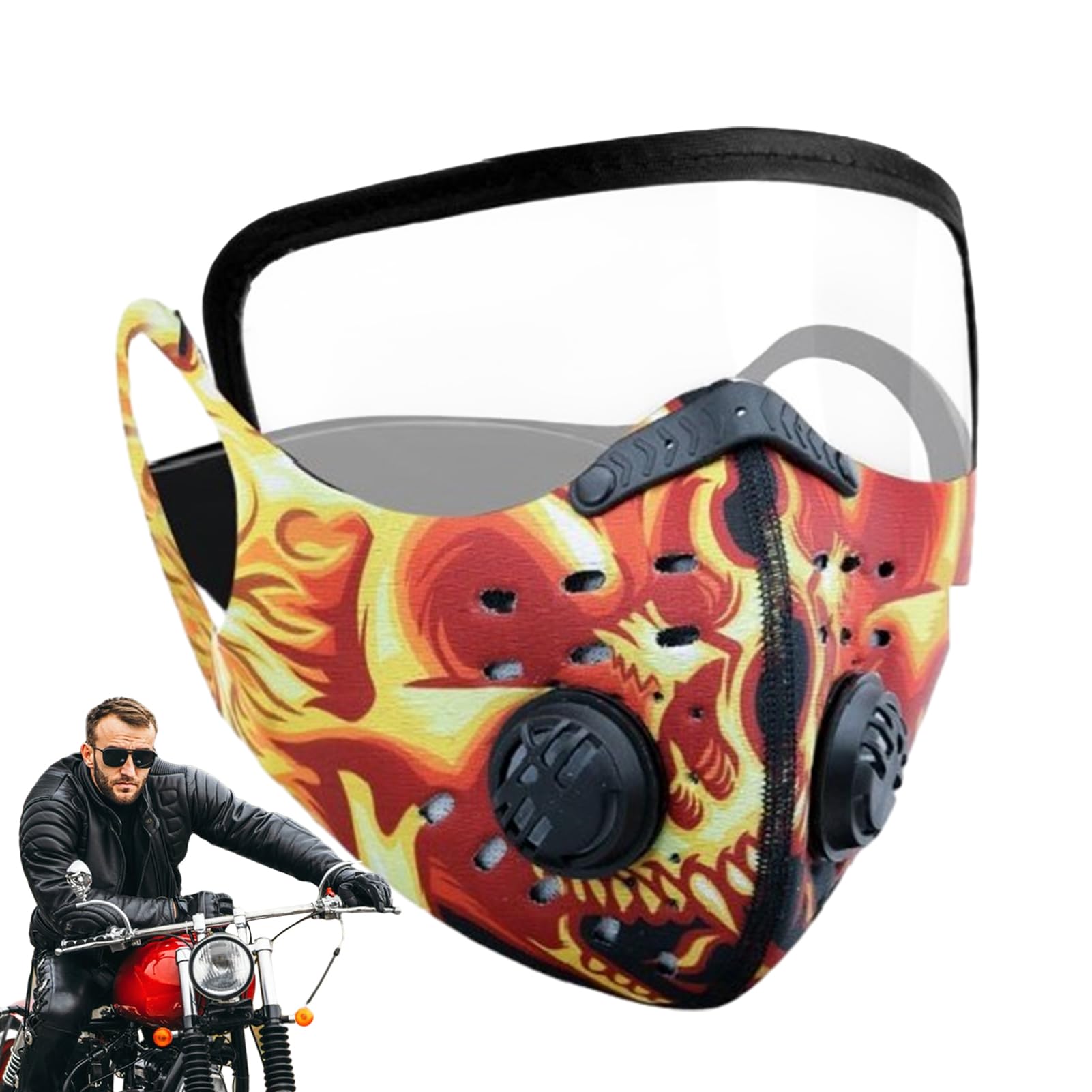 Masque de protection réutilisable avec valve d'air et bandeau amovible, technologie de filtre en maille, masque de sport anti-pollution pour moto, travail du bois