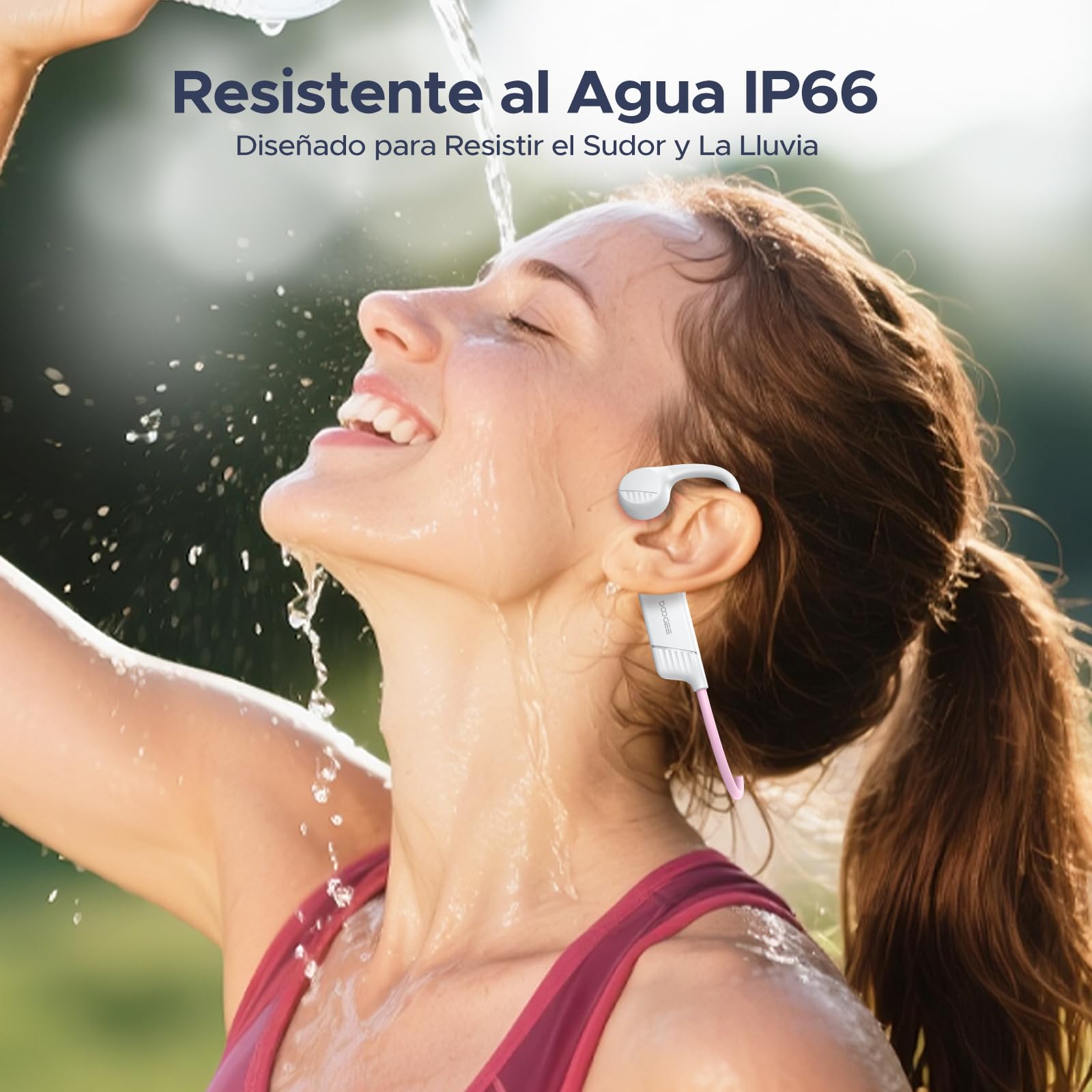 Bone Beat Run Auriculares Conduccion Osea, Auriculares Deportivos Inalámbricos IP66 Impermeables Sin Tapones, 10h Autonomía Carga Rápida Oído Abierto para Running Ciclismo Gimnasio - Azul